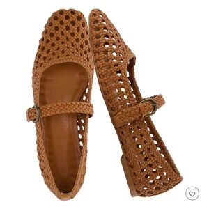 Cushionaire Weston  Mary Jane ballet Flats in Cognac Brown